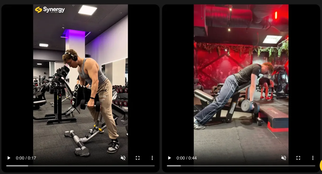 Vue comparative de deux vidéos d'exécution côté coach