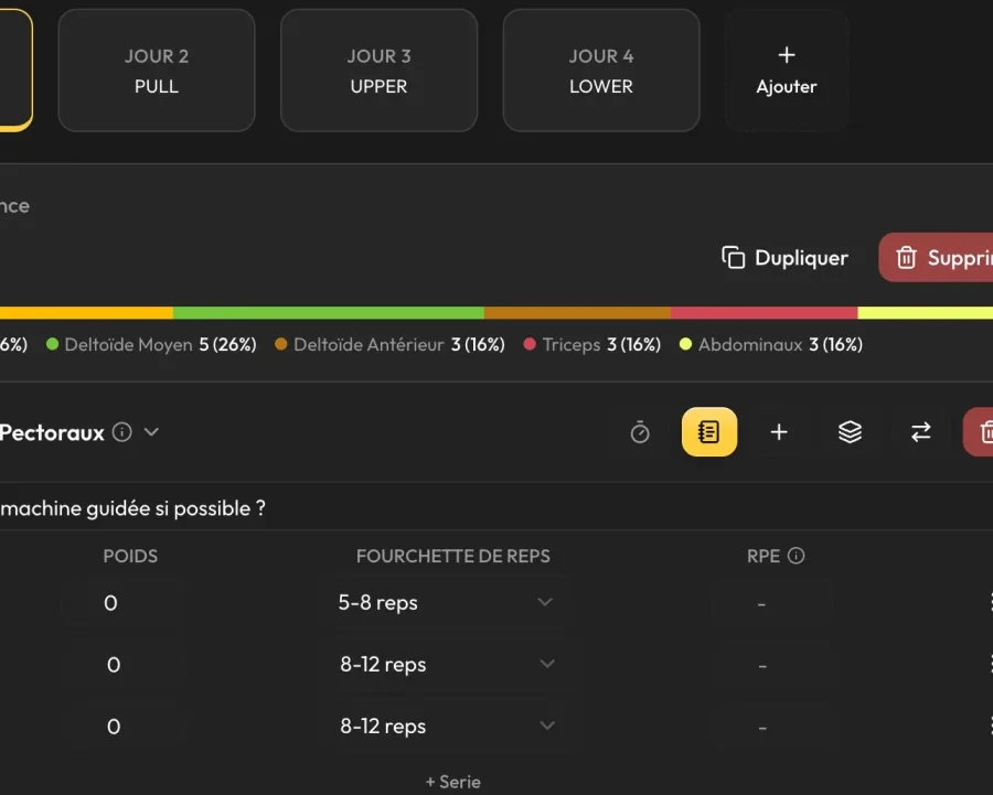 Programmation d'entraînement