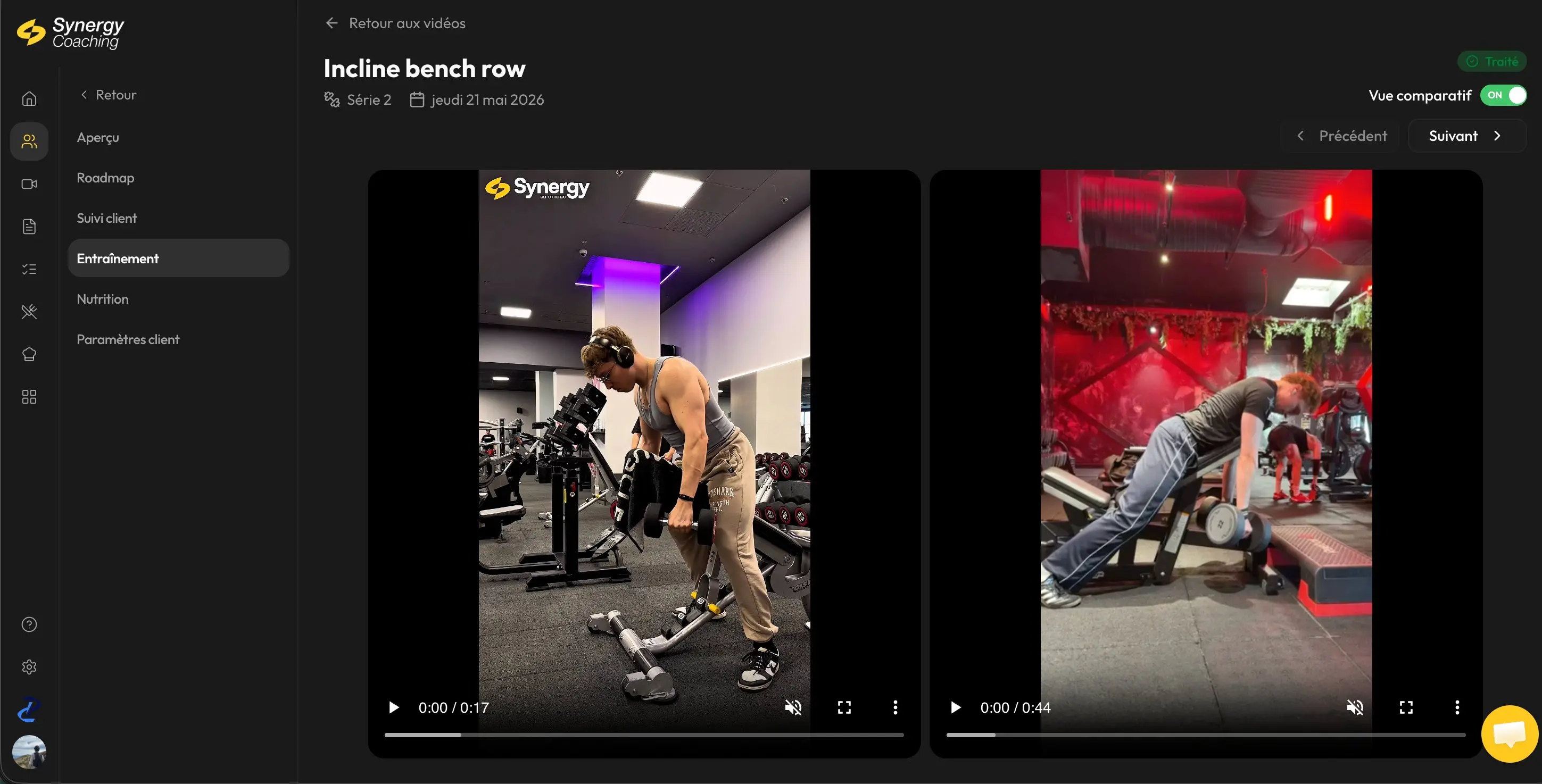 Correction d'exécution en vidéo dans Synergy Performance